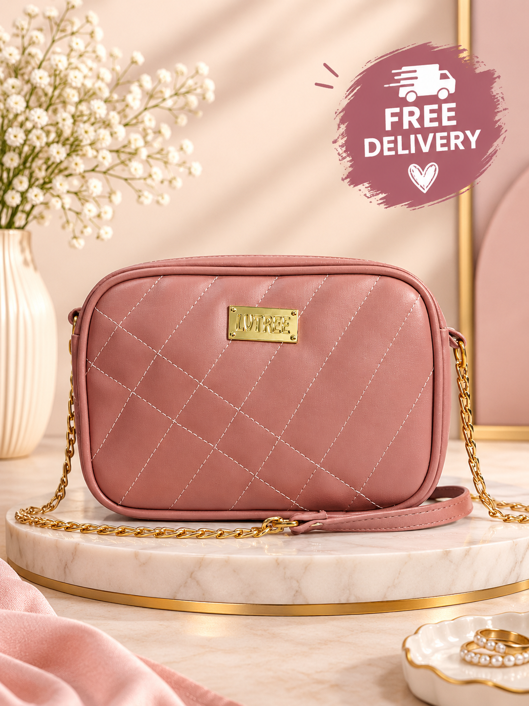 Elegant Pink Crossbody Handbag