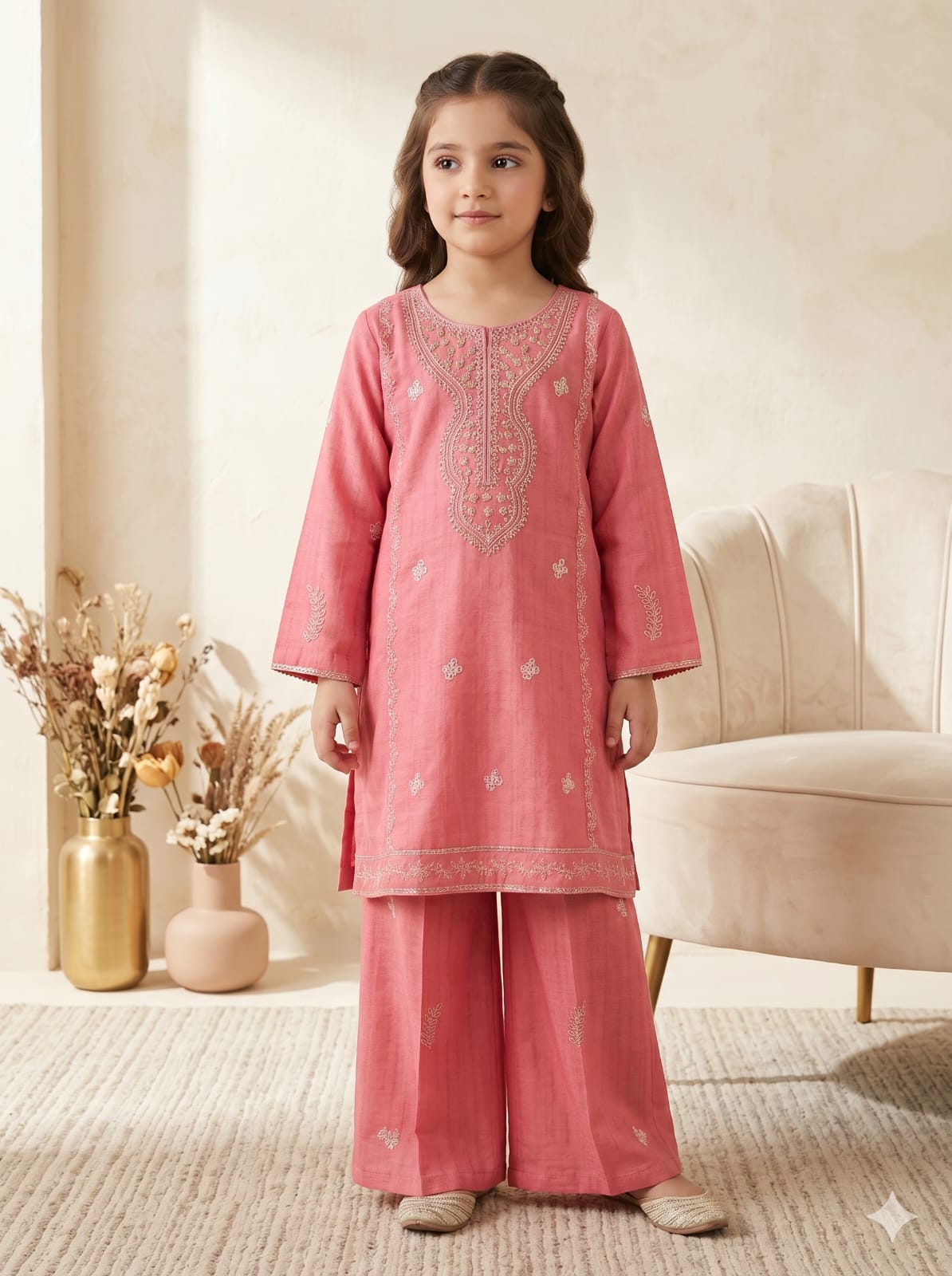 Embroidered Kids Eid Dress – Girls Premium 2 Piece Stiched Suit