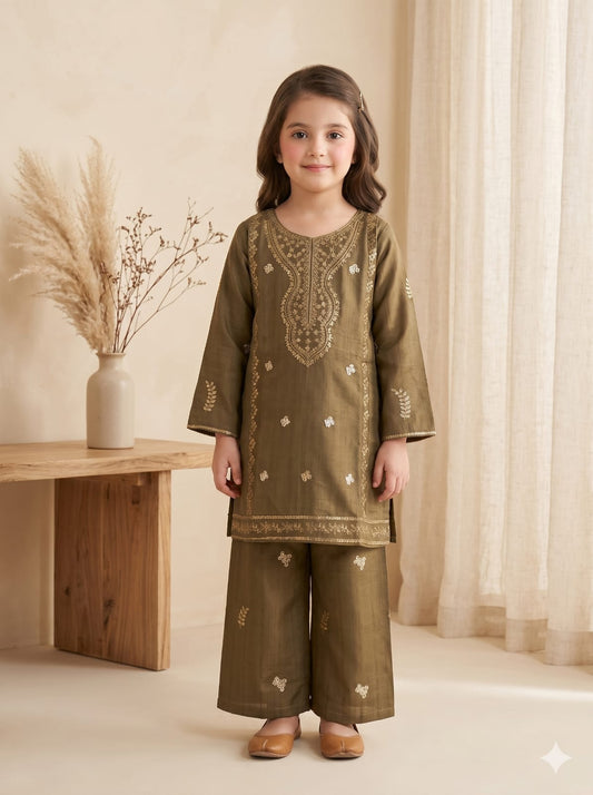 Embroidered Kids Eid Dress – Girls Premium 2 Piece Stiched Suit