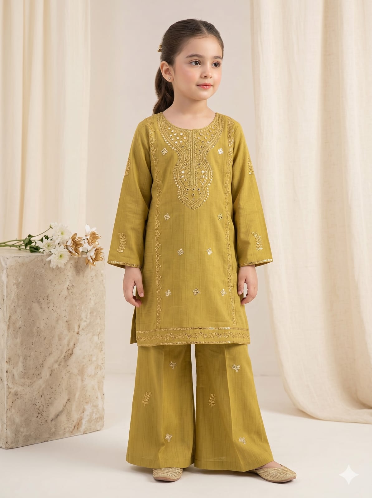Embroidered Kids 2-Piece stiched outfit