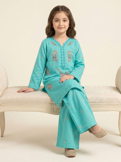💙Turquoise Embroidered kids 2 Piece Suit