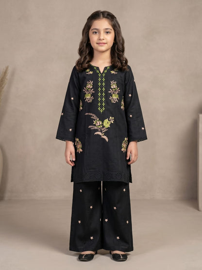 Black Embroidered Kids Suit