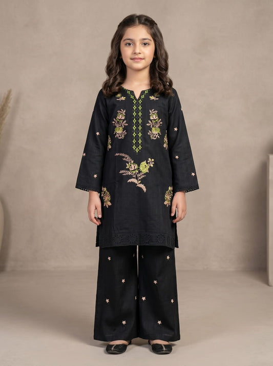 Black Embroidered Kids Suit