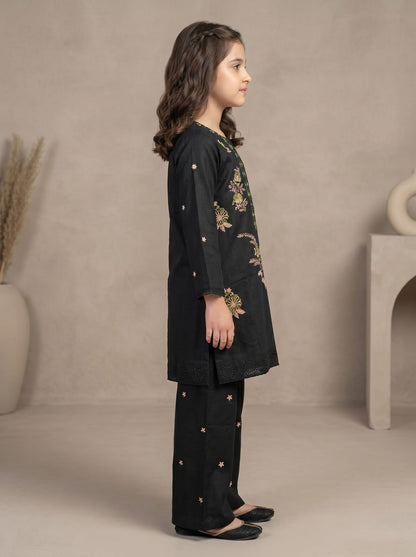 Black Embroidered Kids Suit