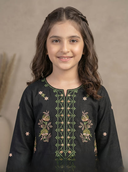 Black Embroidered Kids Suit