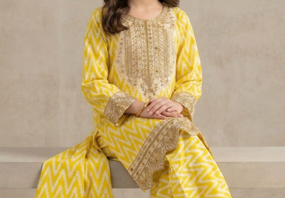 Sunshine Embroidered Kids 2-Piece Lawn Suit – Yellow Girls Eid Dress