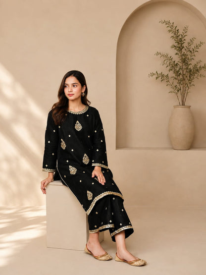 Black handmade Elegant  stiched dress - Eid special