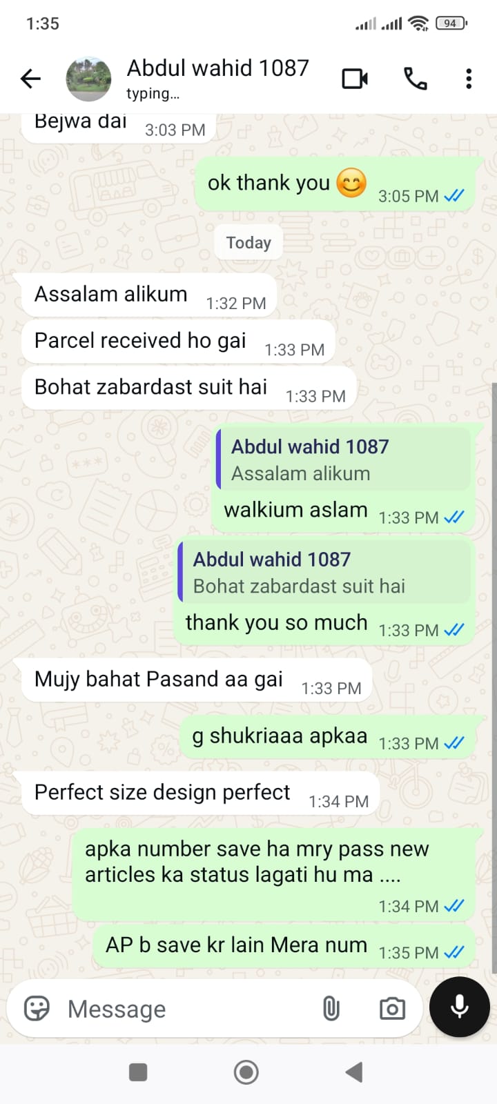 Happy Customer Review