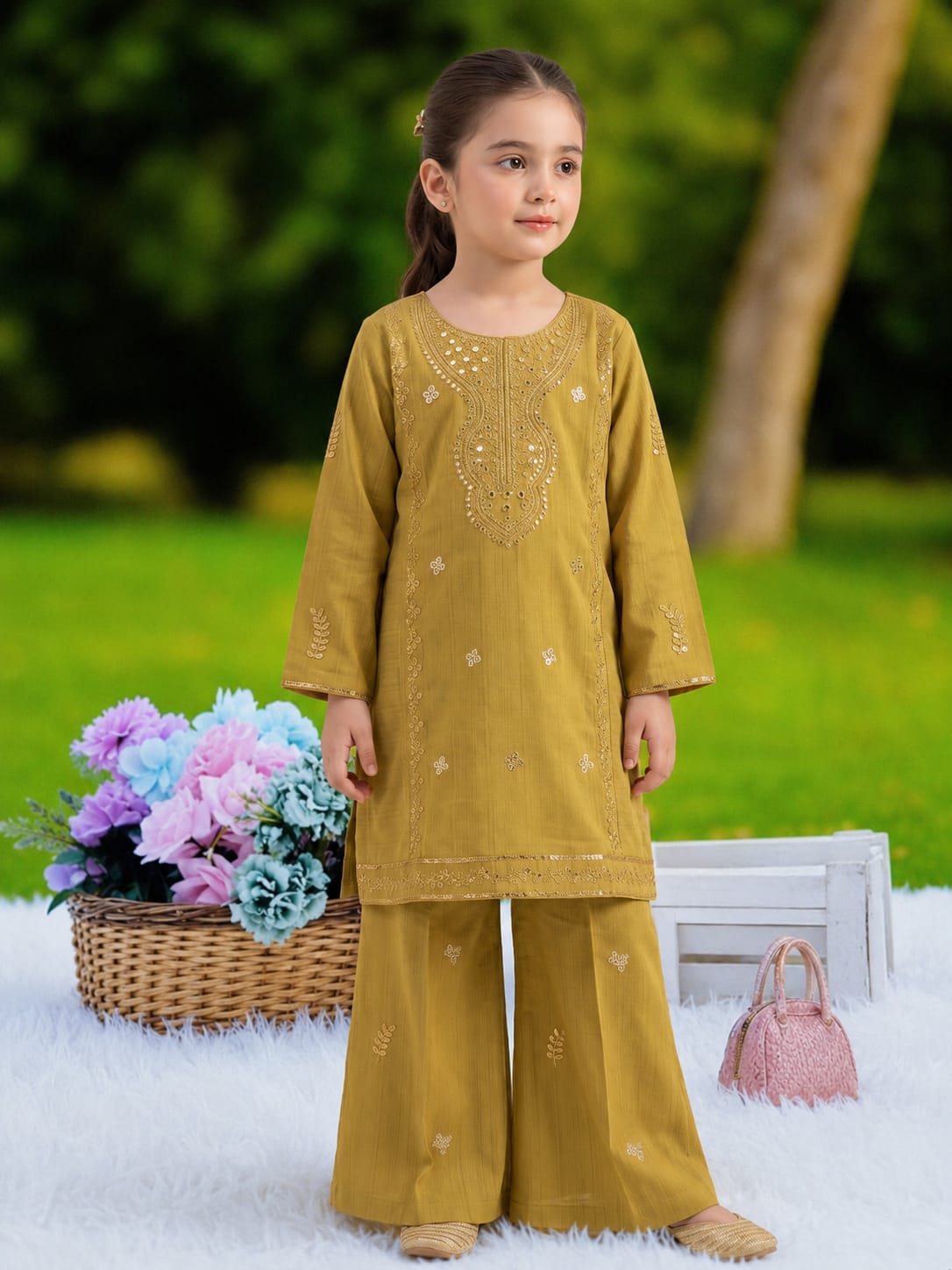 Embroidered Kids 2-Piece stiched outfit