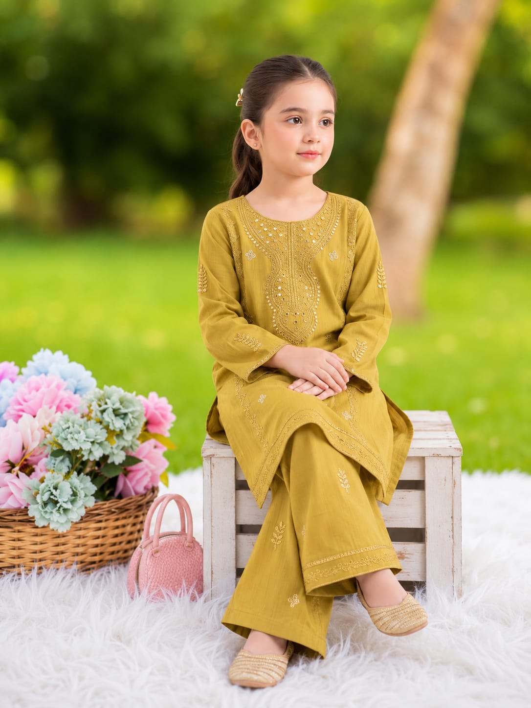 Embroidered Kids 2-Piece stiched outfit