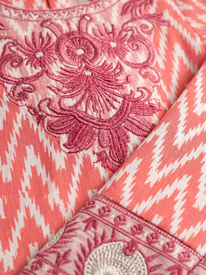 Pink Embroidered Kids 2-Piece Suit – Girls Festive Dress