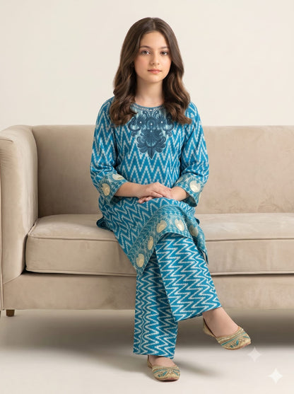 Stylish Blue 2 Piece Girls Outfit